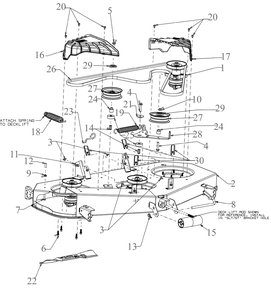 Deck Diagram and Parts List for XT2-GX50KH (14BQA3CZ010)(2020) Cub Cadet Lawn Tractor